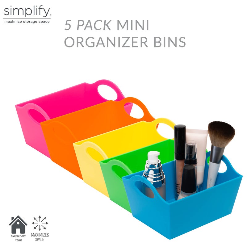 Simplify Neon, 5 Pack, Mini Storage Containers, Bins, Drawer, Office Organization, Good for Toys, Hair Accessories, Bobby Pins, Q-Tips, Small Items - Image 2